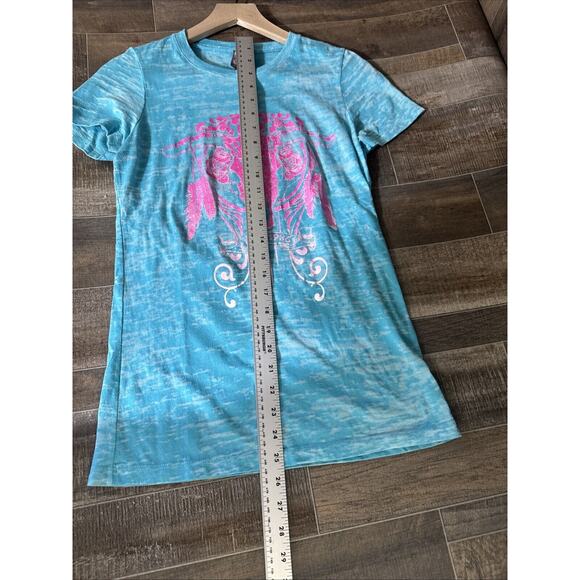 Pro Rodeo Gear Womens‎ Shirt Large Blue Bull Skull And Feathers Logo - Picture 5 of 6